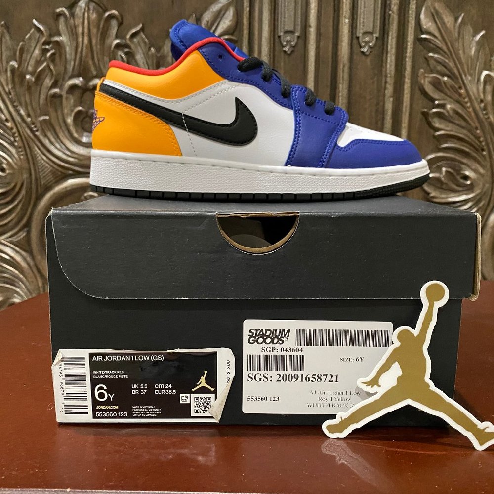 Nike Air Jordan 1 Low (GS) Royal Yellow - Youth 6/Women's 7.5/Men's 6